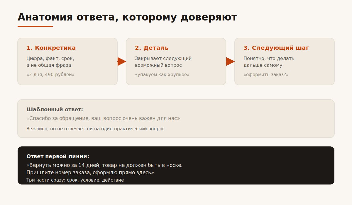 Схема структуры ответа бота, которому доверяет посетитель сайта